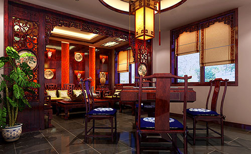 大庆古典中式风格茶楼包间设计装修效果图